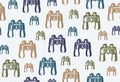 Binoculars icons hand drawn seamless pattern. Spyglass symbol