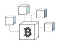 Bitcoin block attached to blockchain illustration Royalty Free Stock Photo