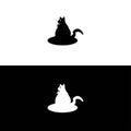Black and white cat animal logo design Royalty Free Stock Photo