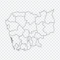 Blank map Cambodia. High quality map Cambodia with provinces on transparent background for your web site design, logo, app, UI