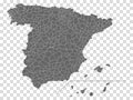 Blank map Comarcas of Spain. Autonomous communities of Spain map. High detailed gray vector map Kingdom of Spain on transparent ba Royalty Free Stock Photo