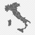 Blank map Italy. High quality map of Italian Republic with provinces on transparent