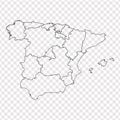 Blank map Spain. High quality map Spain with provinces on transparent background for your web site design, logo, app, UI.