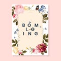 Blooming floral frame card illustration