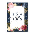 Blooming floral frame card illustration