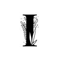 Botanical capital letter I vector