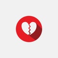 broken heart icon in red circle sign logo concept - Heart icon vector, Love Hearts, Heart icon vector isolated on white