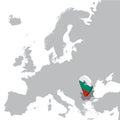 Bulgaria Location Map on map Europe. 3d Bulgaria flag map marker location pin. High quality map of Bulgaria