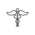 Caduceus line icon, medical vector sign or logo Royalty Free Stock Photo