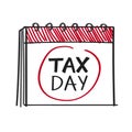 Calendar with the word tax day illustration Royalty Free Stock Photo