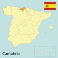 cantabria, spain map with autonomus communities Royalty Free Stock Photo