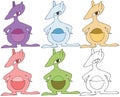 Print cartoon doodle kangaroo color monster set hand draw funny happy