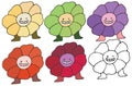 Print cartoon doodle monster color set happy flowers hand draw Royalty Free Stock Photo