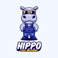 Cartoon Hippo Mechanic Logo Mascot for Your Company Royalty Free Stock Photo