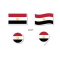 Egypt flag logo icon set, rectangle flat icons, circular shape, marker with flags Royalty Free Stock Photo