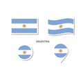 Argentina flag logo icon set, rectangle flat icons, circular shape, marker with flags Royalty Free Stock Photo