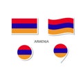 Armenia flag logo icon set, rectangle flat icons, circular shape, marker with flags