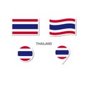 Thailand flag logo icon set, rectangle flat icons, circular shape, marker with flags Royalty Free Stock Photo