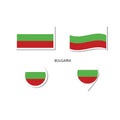 Bulgaria flag logo icon set, rectangle flat icons, circular shape, marker with flags