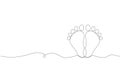 The print of children\'s feet. Hand drawing in one line style. Vector. Royalty Free Stock Photo