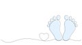 baby legs Baby foot print in one line style. Hand drawing.hand drawn, one line, line art, baby, birth Royalty Free Stock Photo