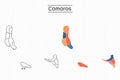 Comoros map city vector divided by colorful outline simplicity style. Have 2 versions, black thin line version and colorful versio