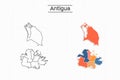 Antigua map city vector divided by colorful outline simplicity style. Have 2 versions, black thin line version and colorful versio