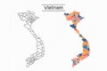 Vietnam map city vector divided by colorful outline simplicity style. Have 2 versions, black thin line version and colorful versio