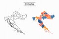 Croatia map city vector divided by colorful outline simplicity style. Have 2 versions, black thin line version and colorful versio