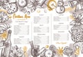 Christmas happy holiday vector layout of festive menu for festive dinner.