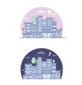 Print city street day and night vector illustration urban Royalty Free Stock Photo