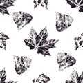 Ink messy drops leaves illustration. Print for cloth design, textile, fabric, wallpaper