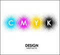 Print CMYK halftone dots design abstract elements Royalty Free Stock Photo