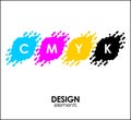 Print CMYK halftone dots design abstract elements