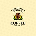 Coffee Bean Logo with leaf decoration