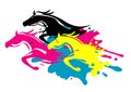 Print colors as running Horses Royalty Free Stock Photo