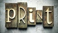 Print concept with vintage letterpress Royalty Free Stock Photo