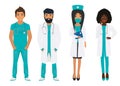 Female and male medical staff.