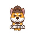 Godzila Doge Shiba Inu Dog Cute Logo