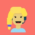 Creative cartoon woman character that depicts a call center worker.