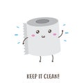 Cute happy toilet paper keep clean vector design