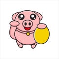 cute lucky pig mascot