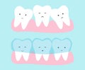 Cute tooth cartoon vector. Invisible dental aligner  concept illustration. Royalty Free Stock Photo