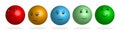 3D  Color Faces Feedback/Mood. Set of five faces scale - sad  neutral smile - isolated vector illustration. 3d design of faces wit Royalty Free Stock Photo