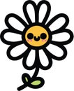 Daisy with happy expression clip art illustration isolated on transparent background for sticker or children book illustration Royalty Free Stock Photo