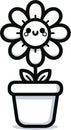 Daisy with happy expression in a pot clip art illustration isolated on transparent background Royalty Free Stock Photo