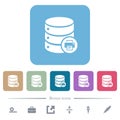 Print Database data flat icons on color rounded square backgrounds