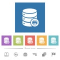 Print Database data flat white icons in square backgrounds