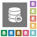 Print Database data square flat icons