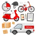 Delivery service vector set. Royalty Free Stock Photo